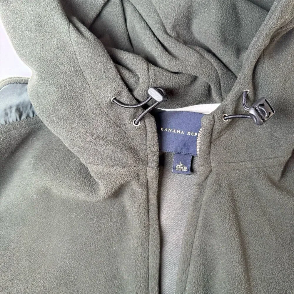 Banana‎ Republic Mens Green Fleece Full Zip Hoodie Jacket Size Large